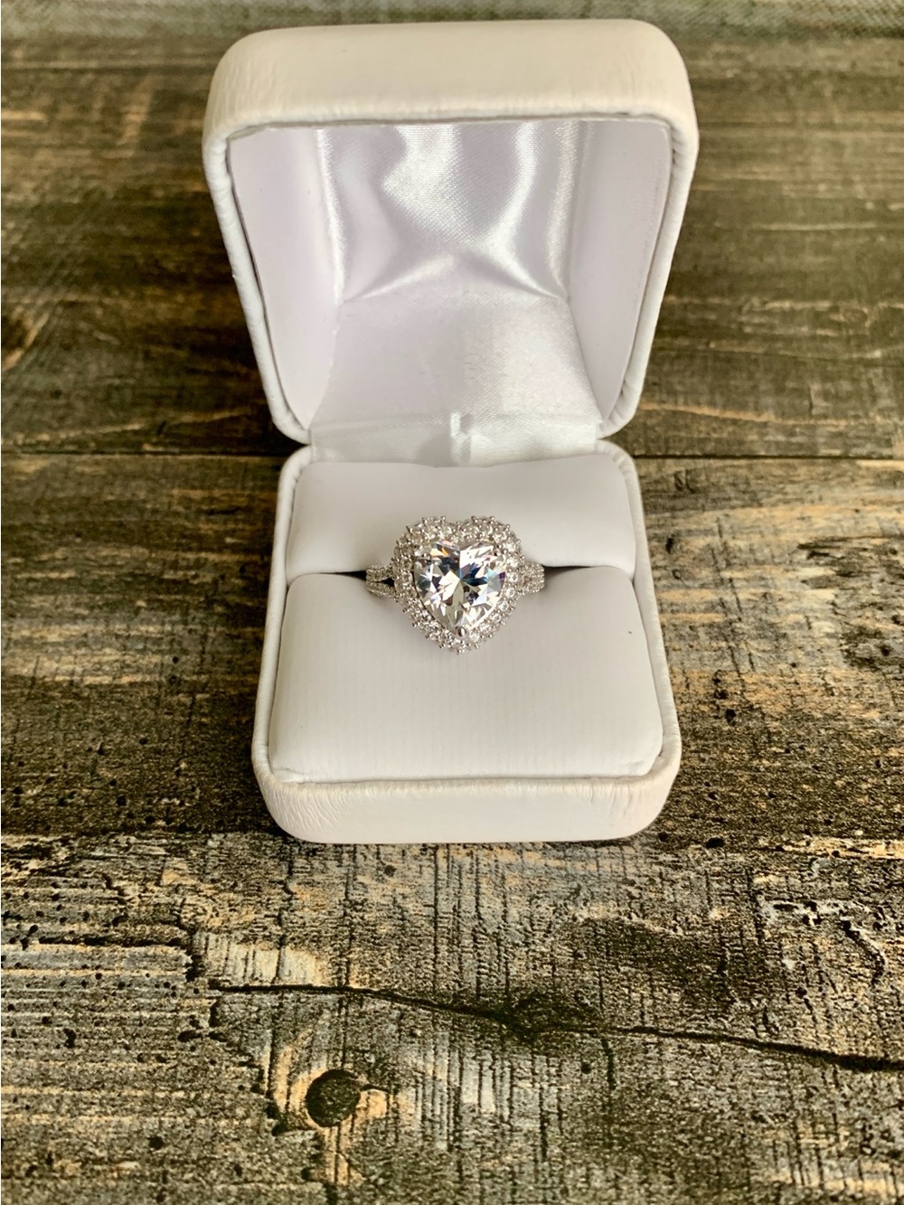 Judith Ripka Silver Heart Shaped Ring, size 7
